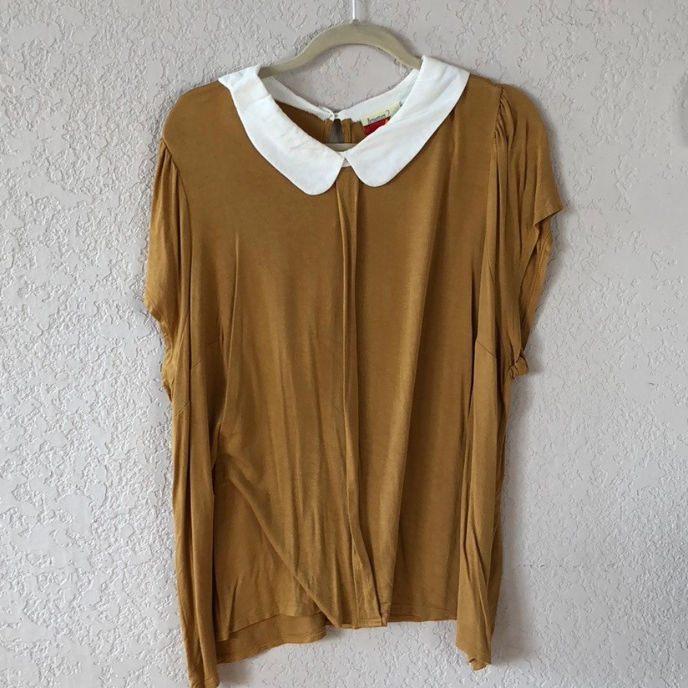 Modcloth Mustard Peter Pan Collar Top
